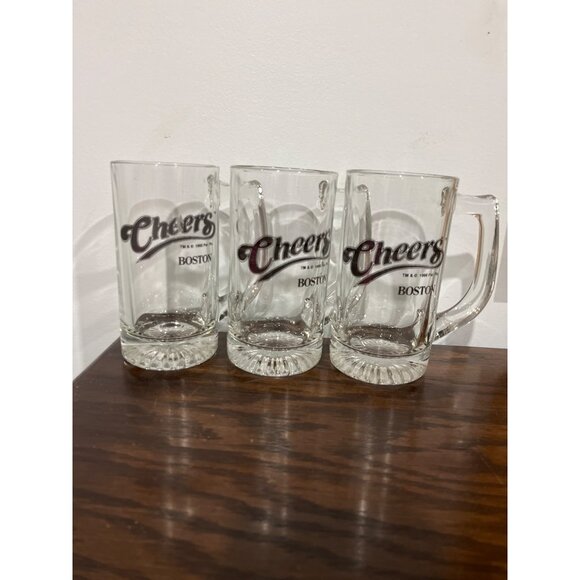 Cheers Boston Beer Mugs Set Of 3 Collectible Glassware 1995 TV Show Memorabilia - Picture 1 of 4